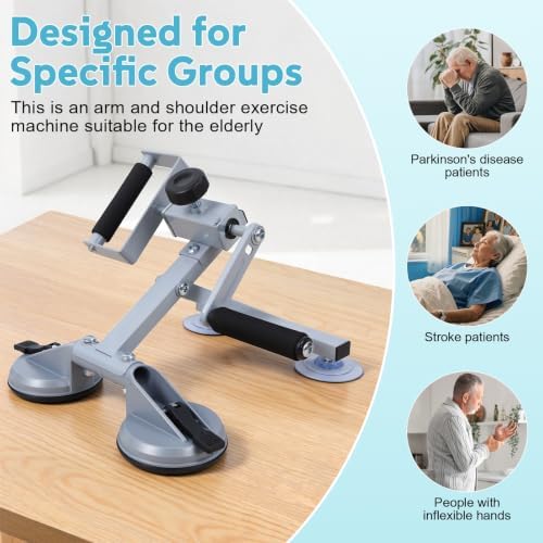 Arm Bike for Physical Therapy Table Top, Adjustable Resistance Hand Cycle Exerciser with Strong Suction Base, Portable Upper Body Pedal Trainer for Seniors, Home and Office Use