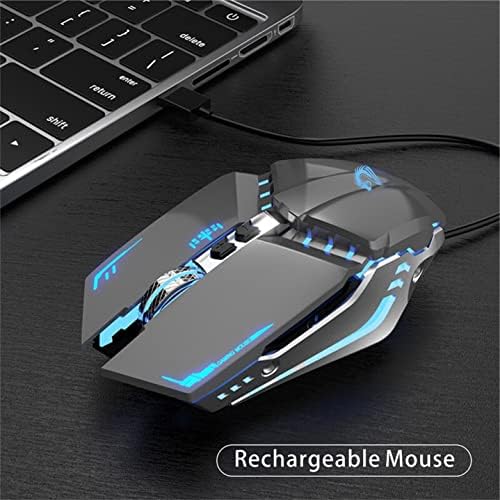 TENMOS T12 Wireless Gaming Mouse, Silent Rechargeable Computer Mice-Grey
