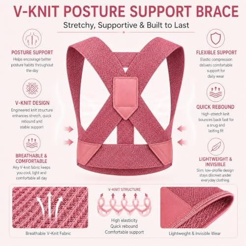 Back Brace Posture Corrector for Women, Adjustable Shoulder Support Strap, Invisible Back Straightener, Lightweight Breathable Posture Support for Daily Comfort, Office and Home Use, Large