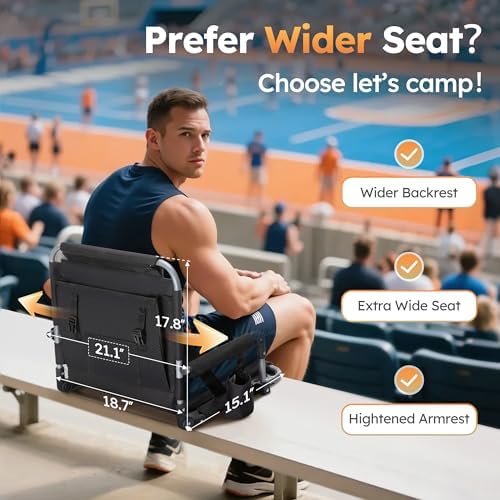 LET'S CAMP Folding Stadium Seat Bleacher Chair Portable Stadium Chair