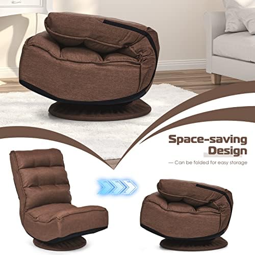 COSTWAY Folding Floor Chair, Adjustable 5-Position Swivel Gaming Chair