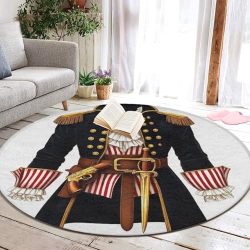 Women's Large Home Decor Mat, Soft Round Yoga Carpet, Non Slip Machine Washable Home Office Circle Rug Pirate Costume