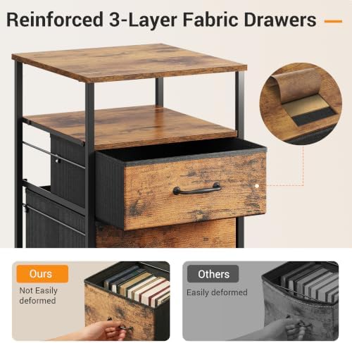 DEVAISE 2 Drawer Mobile File Cabinet, Fabric Vertical Filing Cabinet