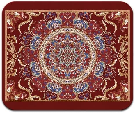 Non-Slip Rectangle Mousepad, WIRESTER Vintage Oriental Dark Red Persian Floral Rug Mouse Pad for Home, Office and Gaming Desk