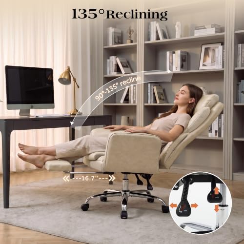 Big and Tall Executive Criss Cross Office Chair with Footrest Flip Armrest