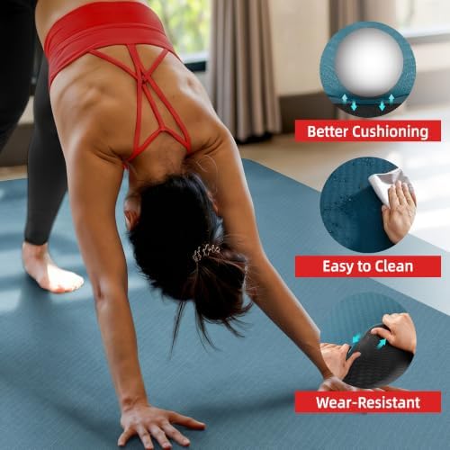 Extra Large Yoga Mat – 72"x48" or 78"x57", 1/4"–1/2" Thick Mat for Women & Men, TPE Non-Slip Pilates Mat for Home Gym, Yoga, Stretching, Meditation