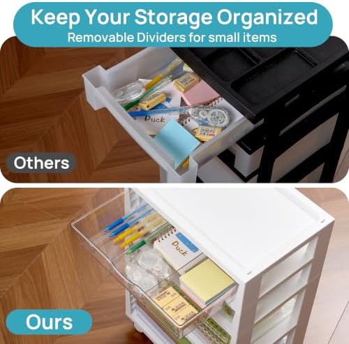 Vtopmart 5-Tier Plastic Drawer Storage Rolling Cart with Wheels