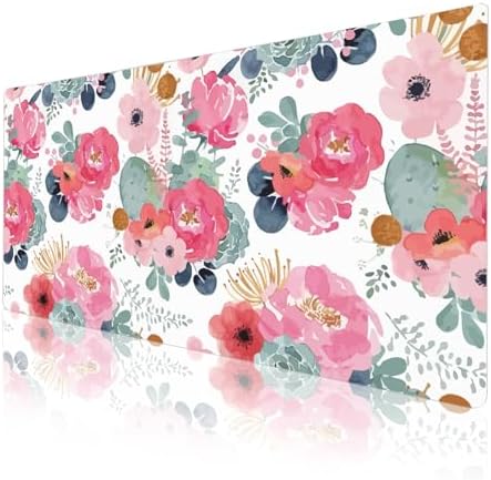 QIYI PU Leather Large Mouse Pad, Waterproof Desk Mat, 31.5" x 15.7", Peony
