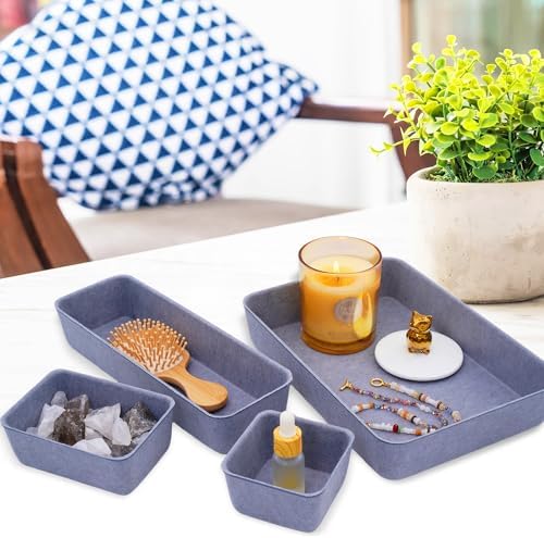 Welaxy Minimalist 8pc Felt Desk Drawer Organizer Glacier Gray Bins