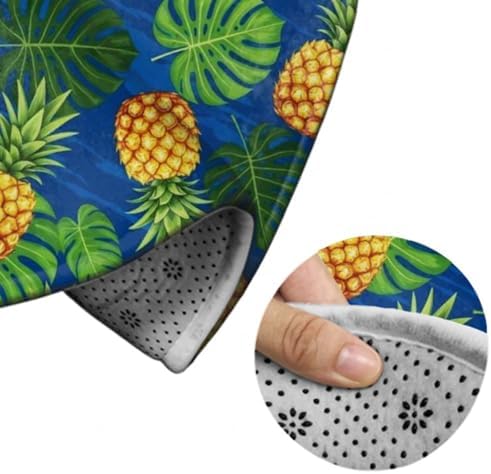 Fashion Round Area Rug Large Non Slip Carpet Unisex Home Decor Mat Tropical Banana Palm Leaves Pineapples, 24inch