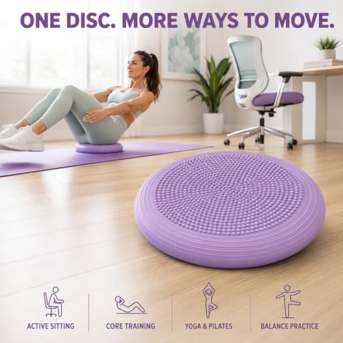 Hanstuten Wobble Seat Cushion Balance Disc - Rubber Wiggle Seat for Active Sitting, Office Desk Chair, and Core Strength Training