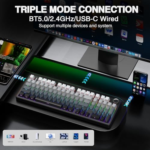 AULA F99 Pro Wireless Mechanical Keyboard with Number Pad, Knob, 99 Keys