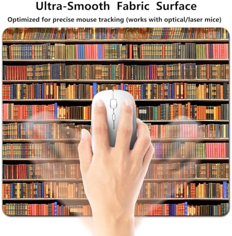 9.5x7.9 Inch Office/Gaming Mouse Pad, Vintage Library Shelf Overflowing with Colorful Books Retro Bookshelf Cute Anti-Slip Mat for Desk
