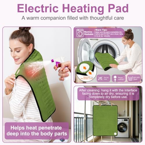 Heating Pad,Electric Heating Pads,Heating Pad for Back,Green,24x20 Inch