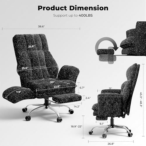 Big and Tall Office Chair with Foot Rest & Flip Armrests