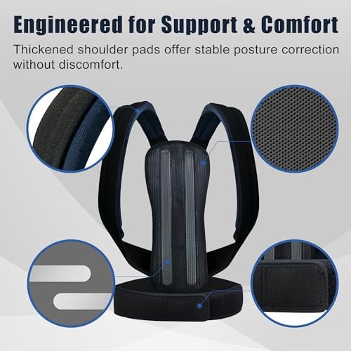 Posture Corrector for Men & Women – Adjustable Back Support Brace with Thickened Shoulder Straps – Comfortable Spine Alignment for Drivers, Office, and Daily Use(M/L)