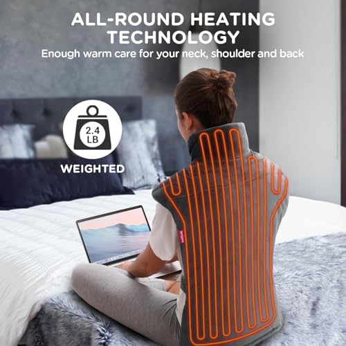 Comfytemp Heating Pad for Back Neck Shoulders, Weighted Electric Heated Pad