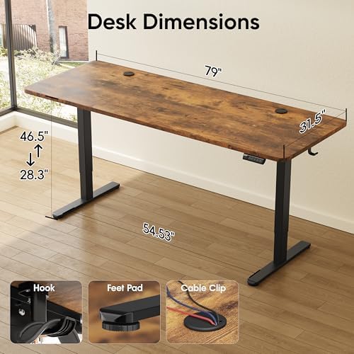 Monomi 79" Large Electric Standing Desk,Height Adjustable for Two-Person