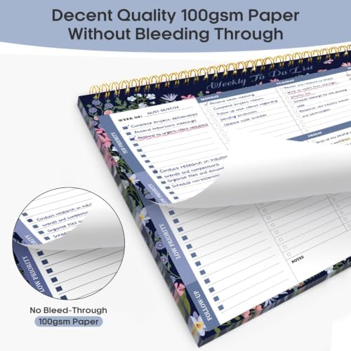 Taja Weekly To Do List Notepad, Undated Weekly Planner Pad, 8.5" x 11"