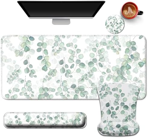 Desk Mat Set Keyboard and Mouse Pad with Wrist Rest Support