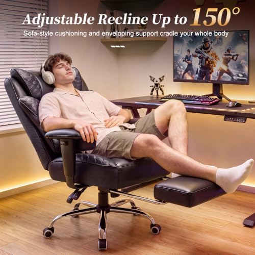 COMHOMA Big and Tall Gaming Chair with Footrest Ergonomic Office Chair