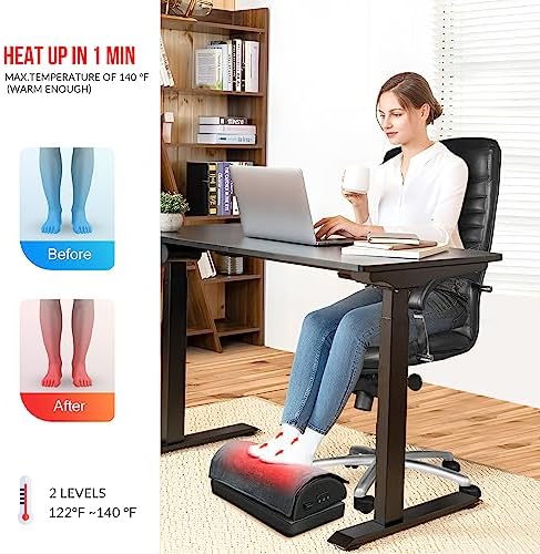 Snailax Heated Footrest Under Desk, Adjustable Foot Rest with Vibration