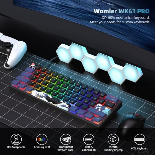 Womier 60% Percent Keyboard Gaming, Creamy Mechanical Wired Keyboard Anime