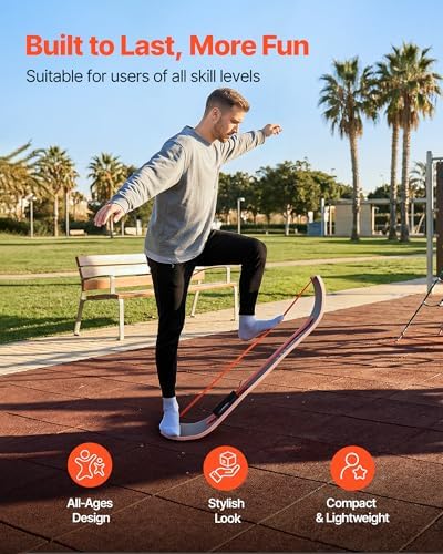 VEVOR Balance Board, Wobble Board Trainer for Adults, Premium Wooden Curved Balance Training Equipment, Compact & Lightweight for Core Workouts, Standing Desk Exercise, Home Gym, Yoga & More