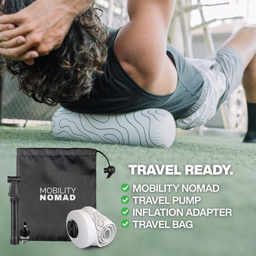 Inflatable Travel Foam Roller for Muscle Recovery and Back Support (Topo Gray, 15")