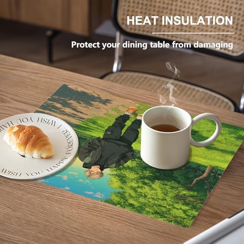 Casual Outfit Park Linen Placemats, Backpack Sneakers Table Mats for Table Washable Heat Insulation Thick Dining Mat, Indoor/Outdoor 12X18 in 8 Pcs