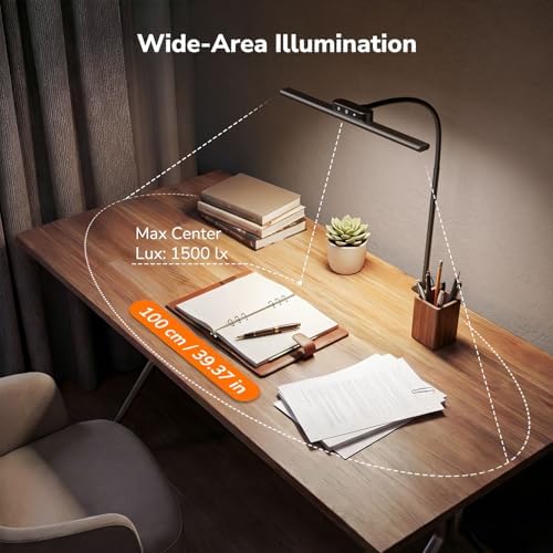 Lepro Led Desk Lamp for Home Office, Desk Light with Clamp, 11W 700LM Black