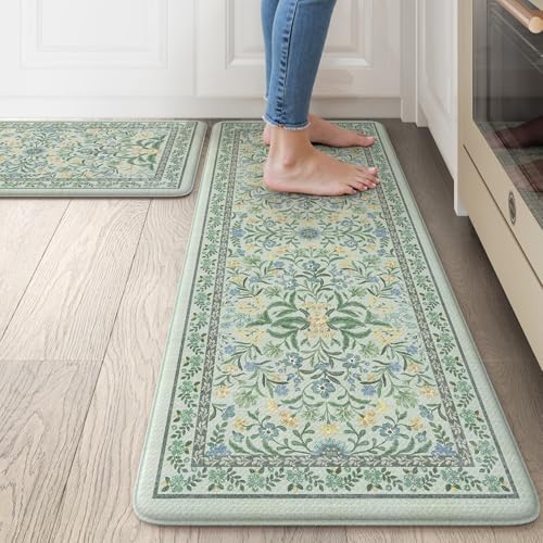 Collive Kitchen Rugs Sets of 2, Waterproof Anti Fatigue Kitchen Mats