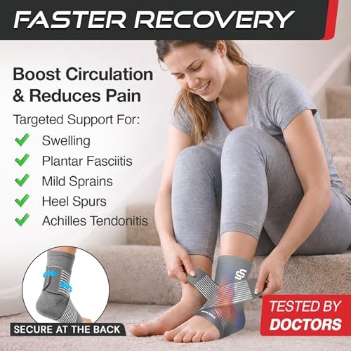 Sleeve Stars Ankle Brace Men & Women Support (Pair/M:10"-12"/Gray)