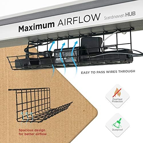 Scanfield Under Desk Cable Organizer Wire Tray, Set of 4x17 inch, Black
