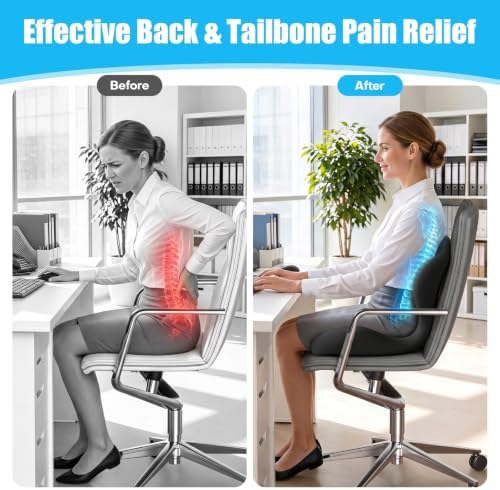 Ergonomic Seat Cushion for Office Chairs Lumbar Support Pillow, Black
