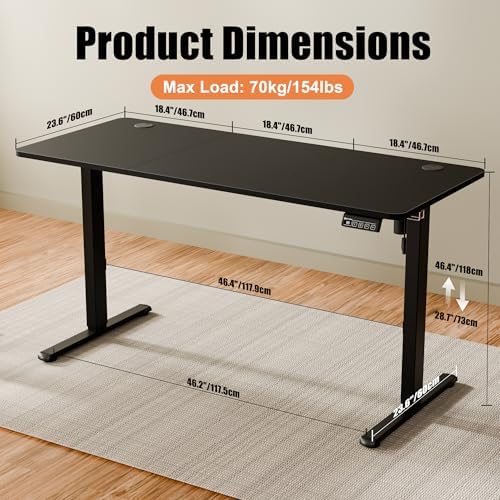 55"x24" Standing Desk, Height Adjustable Sit-Stand Home Office, Black