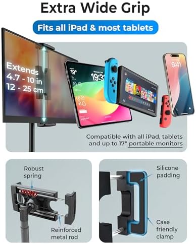 COOPER TabStand 20" Tall iPad Stand for Desk, Portable Monitor Stand Holder