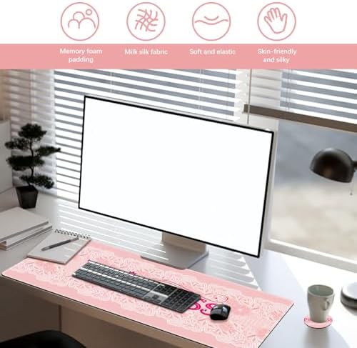 DINKY Pink Mouse Pad with Wrist Rest, Desk Pad for Keyboard and Mouse, Ergonomic Mousepad Set, Keyboard Wrist Rest with Coaster, Desk Mat Combo for Office Home, Pink Princess