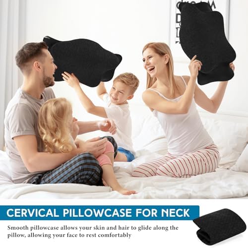 HunnmingRe Pillow Case for Cervical Neck, Black, Queen Size