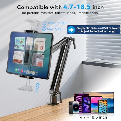 Portable Monitor Arm Mount Holder Screen Stand 18.5" 360° Rotating Base