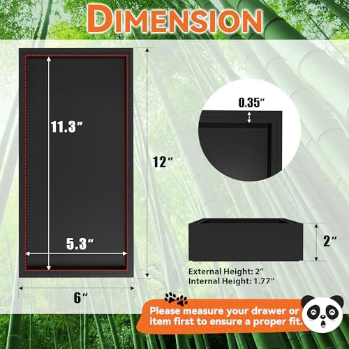 Lixple Bamboo Kitchen Drawer Organizer, 2 Pack, 12" x 6" x 2", Black