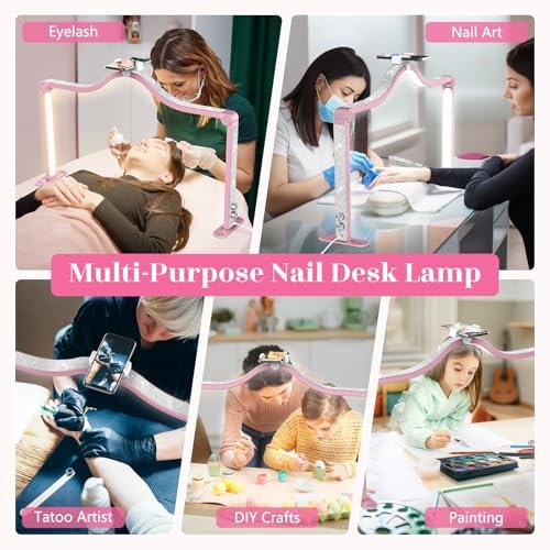 Yokilly Arc Half Moon Light: 34" Shadow-Free Large Nail Light for Desk