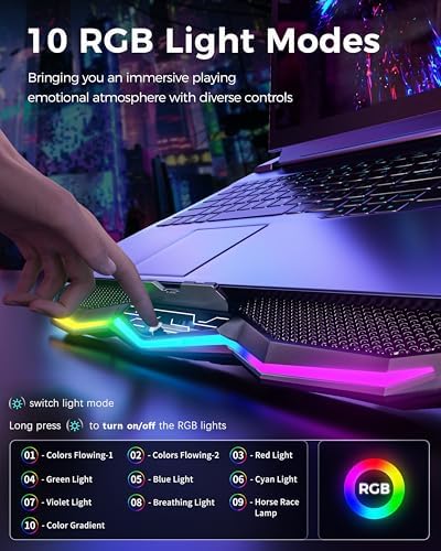 AICHESON RGB Laptop Cooling Pad 8 Fans for 15.6-17.3 Inch PC Notebooks