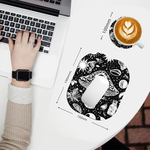 Small Mouse Pad，Mini Mouse Pad 6 x 7 Inch，for Laptop Keyboard Tray Wireless Mouse Home Office Travel，with Non-Slip Rubber Base, Waterproof Mouse Mat，Mushroom with Eye