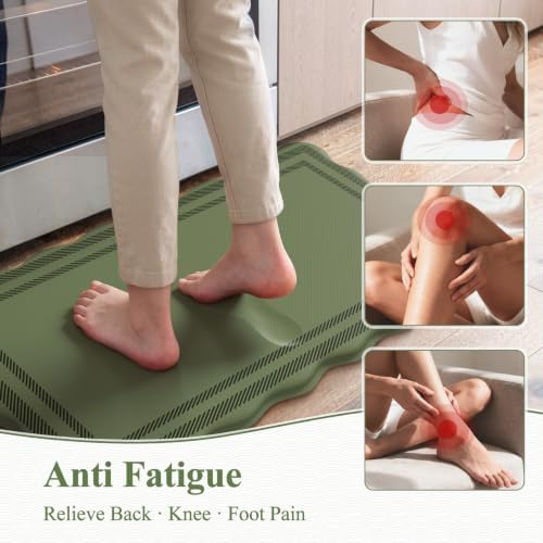 KIMODE Kitchen Mats for Floor Cushioned Anti Fatigue,Green Boho Home Decor