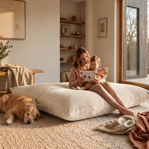 HUGHEAVEN Giant 3-in-1 Bean Bag Chair (76"x55") Oversized Floor Sofa Couch