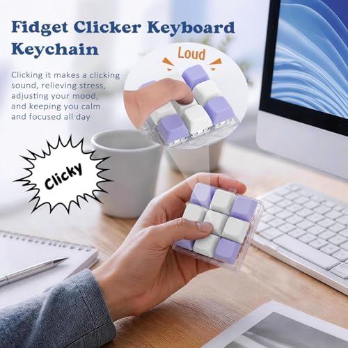 Keyboard Fidget Toy, Creamy Fidget Clicker Keyboard Fidget Keychain, Button Fidget Gifts for Adults, Boost Focus & Ease Anxiety Anywhere — Perfect Stress-Relief Gift (3×3 Grid Layout G)