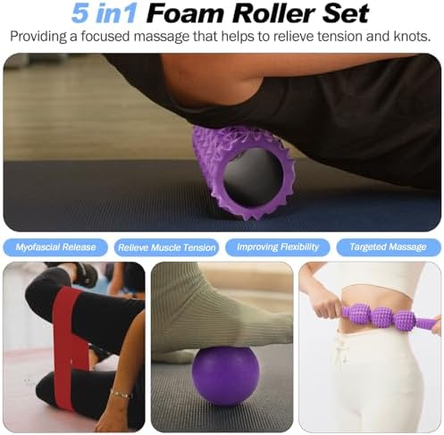 5 in 1 Foam Roller Set High Density Patented Foam Roller for Exercise