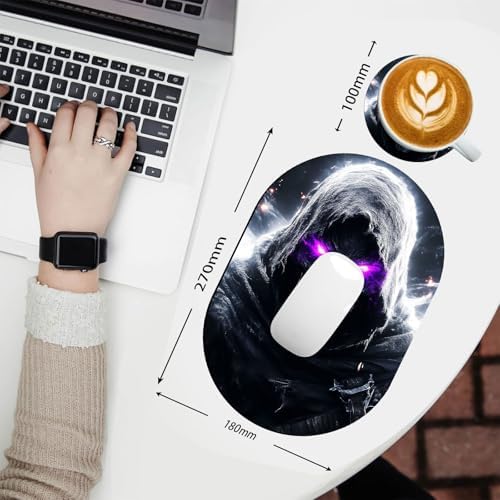 Small Mouse pad, Portable, Waterproof Non-Slip Rubber Bottom, Suitable for Wireless Mouse, Laptop Keyboard Tray for Both Men and Women, Office Travel 7.1x10.6in，Skull with Purple Eyes