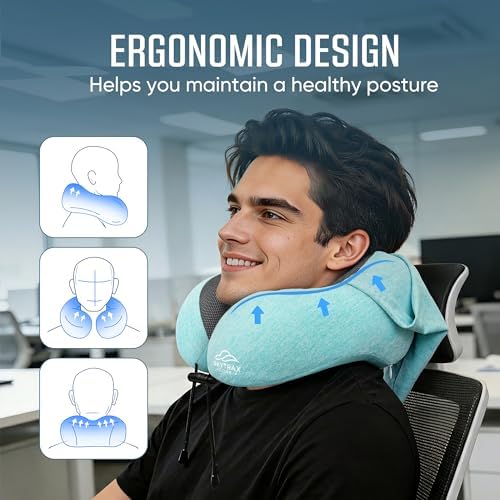 SkytraxComf® Travel Neck Pillow with Hood for Privacy on Long Flights